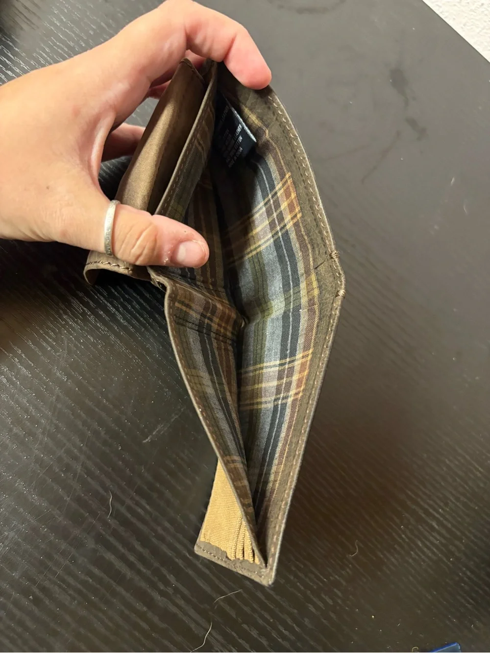 American Eagle Outfitters Distressed Brown Leather Bifold Wallet Eagle